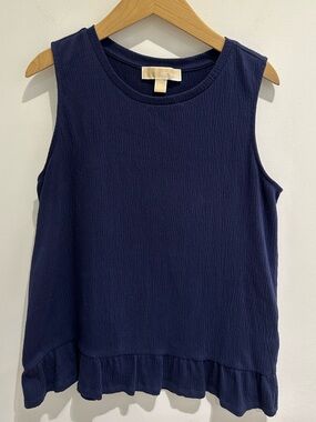 MICHAEL Michael Kors Navy Sleeveless Ruffle-Hem Tank